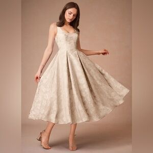 Cream A-Line Midi Dress